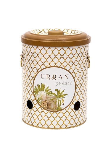 Forrest Yellow Urban Desenli Metal Soğanlık, 17.5 X 22.5 Cm, 5 Lt