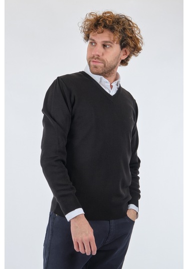 De Blasıo V Yaka Uzun Kollu Siyah Erkek Kazak 222340020 Siyah