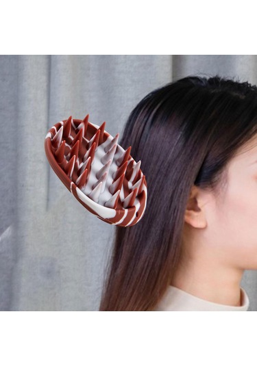 Suntek Saç Derisi Masaj Aleti Yıkama Bakım Fırçası Ev Banyo Kahverengi