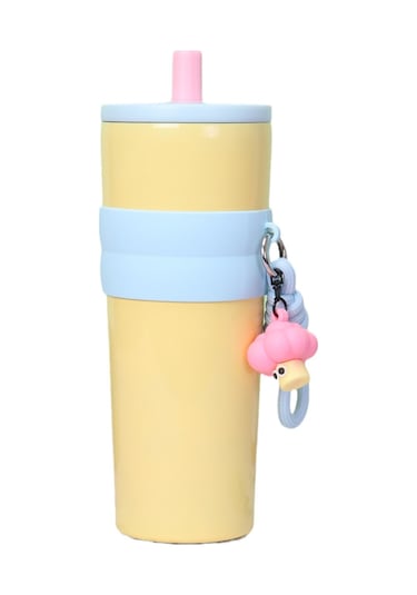 Springsun 710ml 316 Paslanmaz Çelik Isı Yalıtımlı Matara, Sürekli Su İçin Taşınabilir, Damlacık Sağlam, Araba Fincan Tutucusuna Uyumlu, Pipetli Outdoor Kupa Mavi