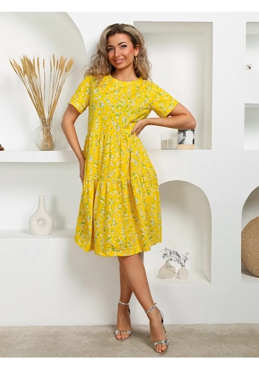 Jıyanteks Büyük Beden Pamuklu Ev Elbisesi 386159398