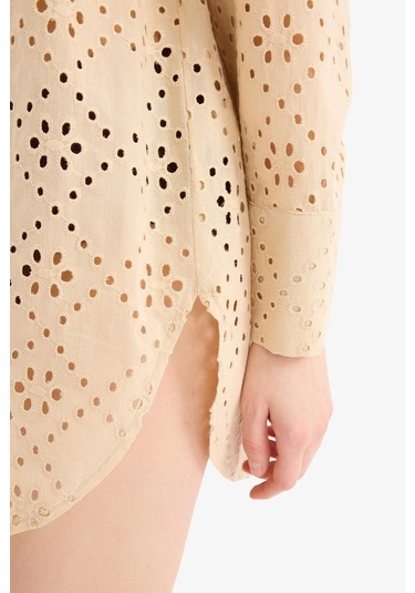 DeFacto 	Regular Fit Pamuklu Brode Plaj Gömleği-Fall in Love C0506AX25SMBG387