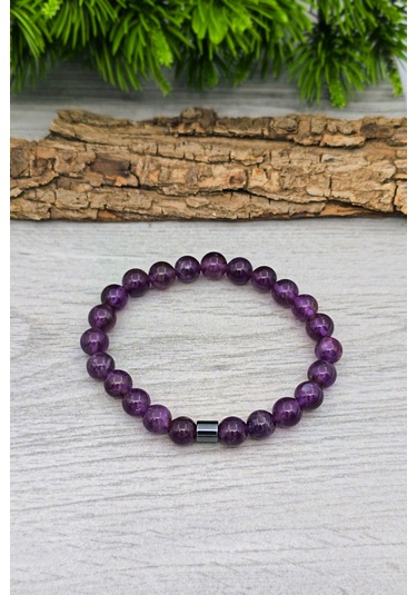 Ametist Tesbih Ve Bileklik Doğal Taş Ametist Set 8 Mm Bt025 Mor