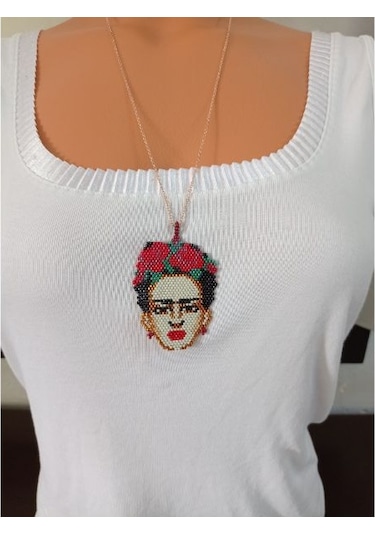 Miyuki Kırmızı Frida Kahlo Kolye Altın