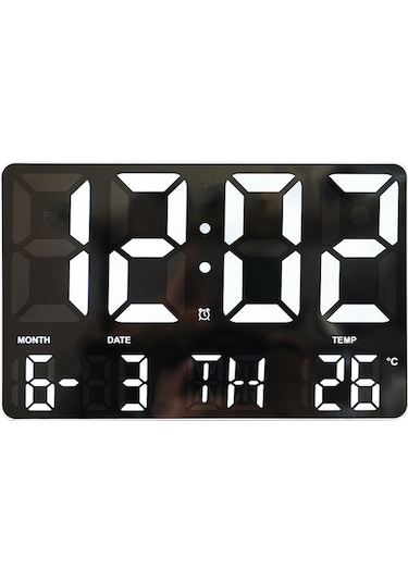 Didadodo Suntek Led Duvar Saati Beyaz 10 Sıcaklık Göstergeli Uzaktan Kumandalı Beyaz