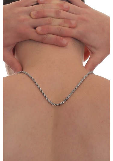 Labalaba Erkek Burgu Zincir Çelik Kolye Gümüş