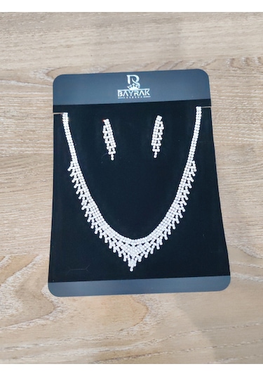 Zirkon Takı Seti 2li Kolye Küpe Silver
