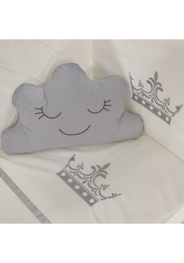 Meltem Kids Kral Sallanır Ahşap Anne Yanı Beşik 60x120 cm (beyaz-motto gri) Gri