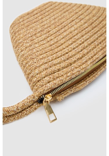 Shule Bags Rome Handmade Hasır Clutch Çanta Vizon Vizon