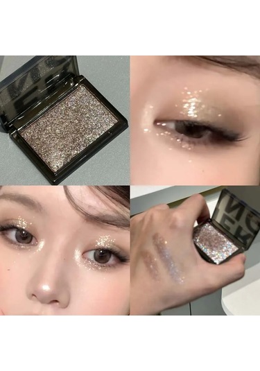 Köpüklü Glitter Mavi Göz Farı Paleti Fosforlu Siyah Gümüş Punk Dumanlı Göz Farı 04 3.2g 01