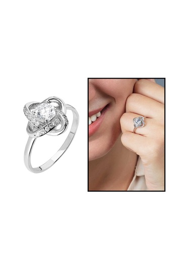 Zirkon Tektaşlı Samanyolu Tasarım 925 Ayar Gümüş Bayan Yüzük Beyaz