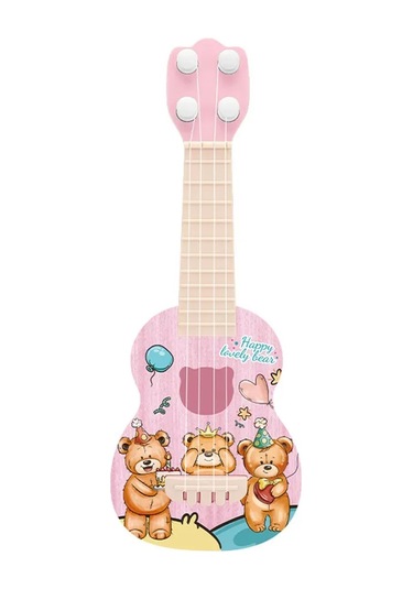 Yaozixa Küçük Müziğe Giriş Için Sevimli Ayı Desenli Plastik Ukulele, Çocuklar İçin Eğitici Müzik Oyuncak, 1 Adet