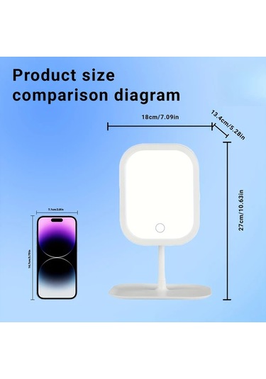 Fochsia Pembe Led Aynalı Makyaj Aynası: Katlanır, Dokunmatik, 3 Işık Modu, Şarj Edilebilir Pembe