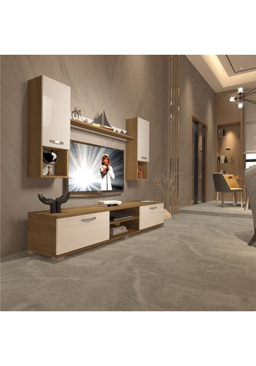 Decoraktiv Eko 5da Mdf Dvd Tv Ünitesi Tv Sehpası Pera - Beyaz