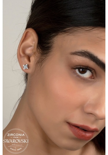 Union Swarovski Zirconia Kadın Pırlanta Montür Özel Tektaş Gümüş Küpe