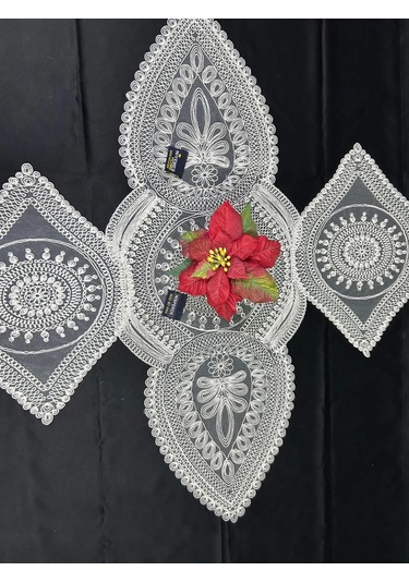 Nivemeshome Beyaz Örme Takım 3 Parça Sunumluk Seti Runner + Supla 2 Adet Beyaz