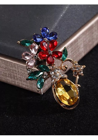 Bijoubijou Takı Broş Çiçekler 244262820 Altın Rengi