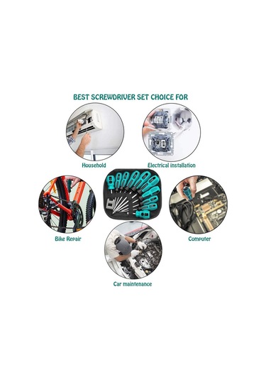 Leasetake 10 Parçalı Tornavida Seti Donanım Araçları Kombinasyon Seti Elektrik Bakım Araçları