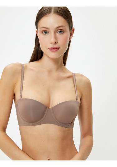 Koton Balenli Askısız Sütyen Dolgusuz Kaplı Basic Vizon 4wlk10014mk 4WLK10014MK565 Vizon