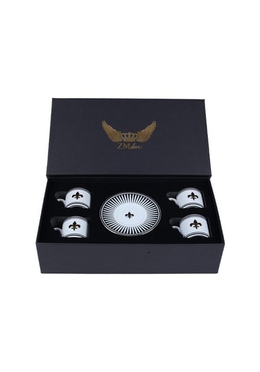 Siyah Aşk Tabak&çay Kahve Seti 20 Parça 4 Kişilik Altın - Beyaz - Siyah