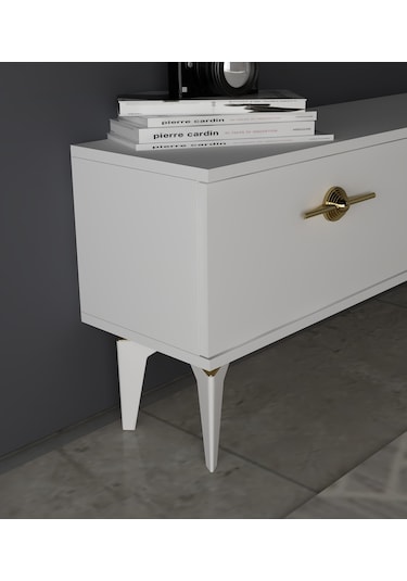 Zennit Şömineli Tv Ünitesi Takımı Beyaz-beyaz