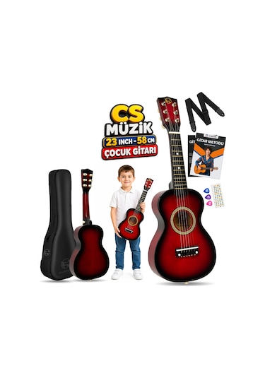 Fourtune Loki T-80RD 6 Telli Kırmızı Çocuk Gitarı Gerçek Ağaç