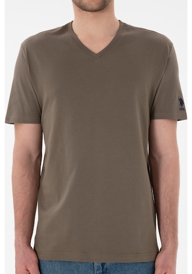 U.S. Polo Assn. Erkek Regular Fit  V Yaka Vizon Basic Tişört 50305858-VR052