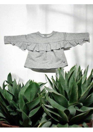 Kız Bebek Fırfır Detaylı Eşofman Takım-14856 Gri