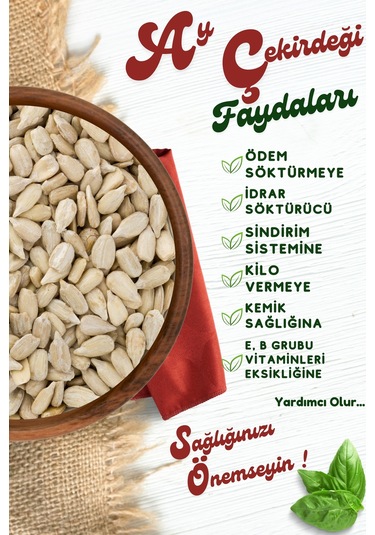 Tekirdağ Yöresinden Yüksek Lifli Vegan Dostu Tuzsuz Çiğ Ay Çekirdeği Içi Helianthus Annuus 100gr