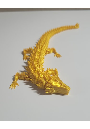 20 Cm 3d Baskı Altın Ejderha Figürü Eklemli Dragon Biblo Dekoratif Mitolojik Masaüstü Süs