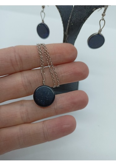 Yıldız Taşı Kolye/Küpe Set - Doğaltaş Kolye ve Küpe Takım-1027