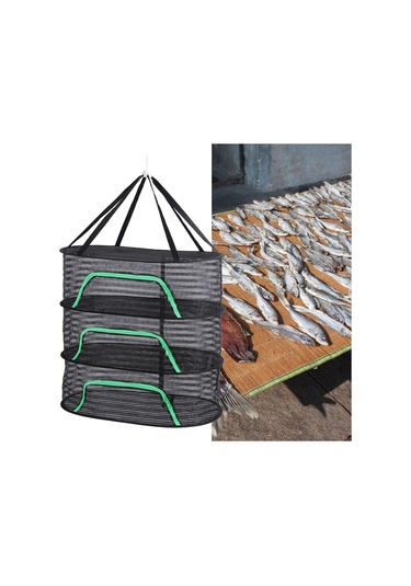 Asılı Kurutma Ağ, Fermuarı İle Örgü Kurutma Rafı, Balık Sebze Meyveleri Taç Yaprağı İçin Katlanabilir Asılı Örgü Kurutma Rafı Gri - Beyaz