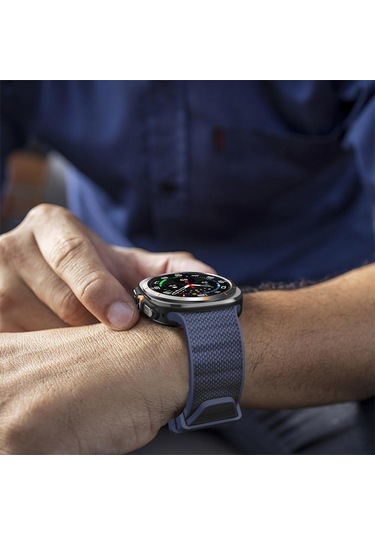 Samsung Galaxy Uyumlu Watch Ultra 47mm / Ultra 2025 İçin Düz Renk Spor Silikon Saat Bandı Gece Mavisi