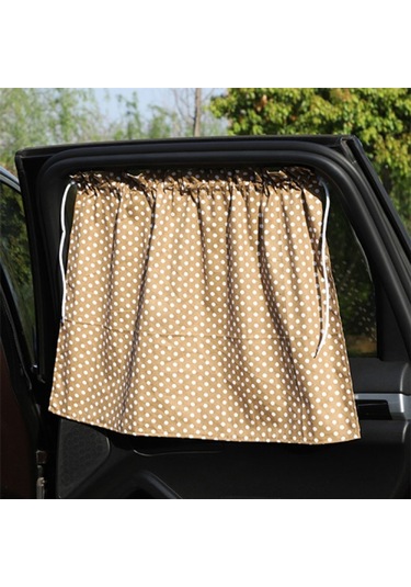 Cbtx Global Sevimli Desen Baskılı Araba Penceresi Anti-uv Perde Pamuklu Bez Araç Yan Cam Güneşlik Perdesi - Nokta / Kahve