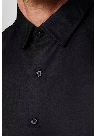 2'li Paket Siyah-beyaz Slim Fit Kolay Ütü Teri Emen Nefes Alan Doku Dört Mevsim Erkek Gömlek-33002 Siyah - Beyaz