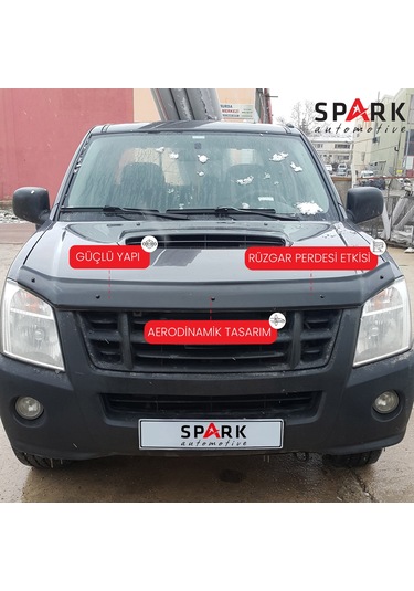 Isuzu D-max 2006-2012 Yıl Aralığı Uyumlu Kaput Rüzgarlığı 4mm Siyah