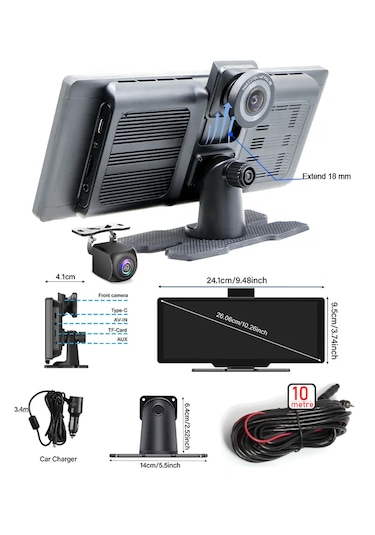 128gb Android Auto Car Play 10" 2k 1440p Araç İçi Kamera