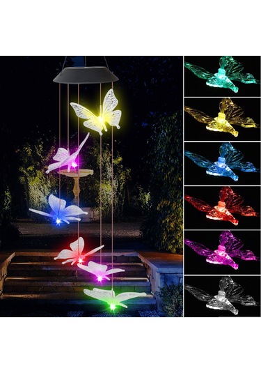 Dianziye Güneş Enerjili Renk Değiştiren Kelebek Zil Lambası - Bahçe Ve Bahçe Dekorasyonu Led Aydınlatma