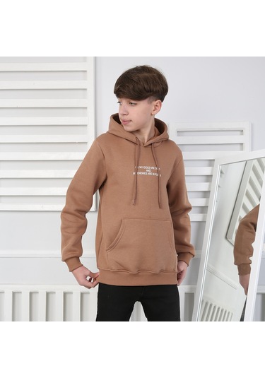 Erkek Çocuk Sweatshirt Polarlı Kahverengi