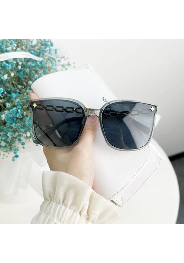 Rpxbguckarhgkadın Kare Güneş Gözlüğü 2023 Vintage Büyük Çerçeve Siyah Ayna Polarize Uv400mavi51gri Gri