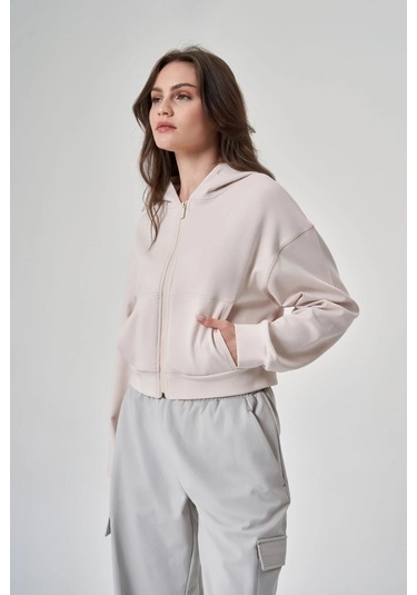 Exuma Kadın Fermuarlı Kum Rengi Sweatshirt 1529109-kum Kum