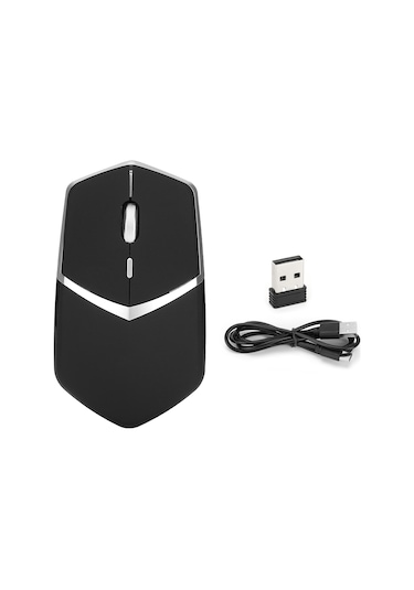 Kablosuz Fare Bluetooth 2.4ghz Usb Type C Şarj Edilebilir 800 1200 1600dpı 4 Düğmeli Ofis Faresi Dizüstü Bilgisayar İçin Siyah