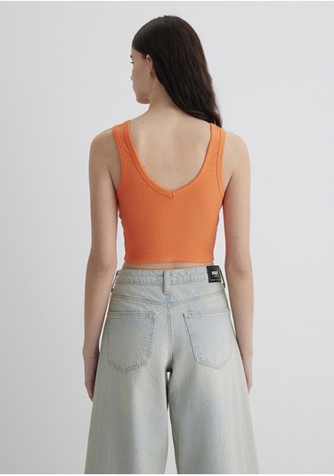 Mavi V Yaka Basic Crop Turuncu Kadın Kolsuz T-shirt M1612375-71272 Turuncu