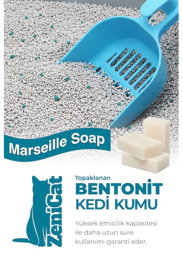 Zenicat Marsilya Sabunu Kokulu Renkli İnce Bentonit Kedi Kumu 18 L