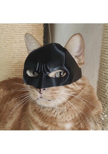 Siyah Batman Kedi Maske - Giyilebilir Kedi Maskesi Evcil Hayvan Maskesi 1 Adet