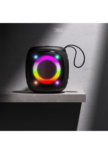 Lenyes S864 Rgb Işıklı Taşınabilir Tws Bluetooth Speaker Hoparlör V5.3 Siyah