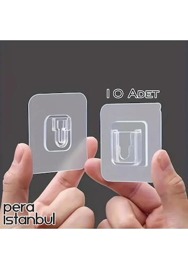 10 Adet Süper Güçlü Şeffaf Çerçeve Askısı Resim Mutfak Kancası Kendinden Yapışkanlı Şeffaf Yapışkan