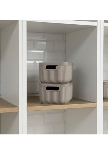 Okyanus Home Linea Smart Box Vizon 2,4 Lt 2 Adet Kapaklı Çok Amaçlı Saklama Kutusu Kahverengi