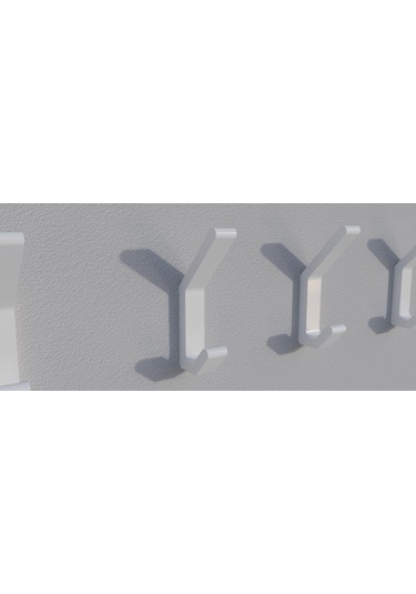 Hepsi3boyutlu - 5 Adet Beyaz Kanca Askılık Beyaz Beyaz