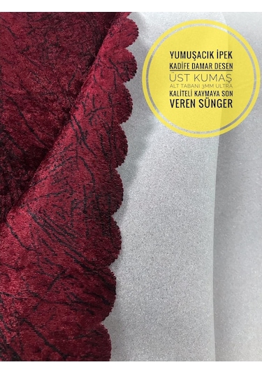 Madame Blue Damarlı Kadife Süngerli Kaymaz Koltuk Çekyat Örtüsü - 477932974